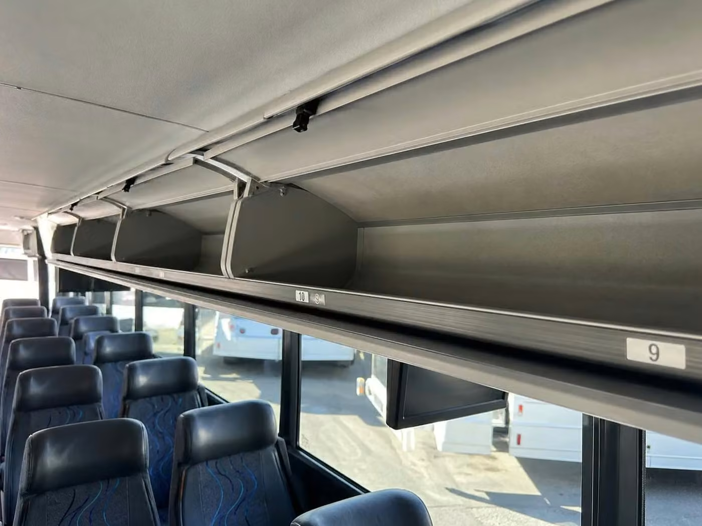 westfield 56 passenger charter bus overhead storage