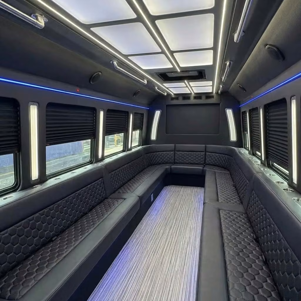 westfield party bus wraparound seating